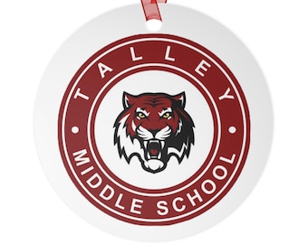 Metal Ornament- Talley Middle School-Tigers-School Spirit Décor- Personalized Christmas Ornament- Wilmington-Delaware