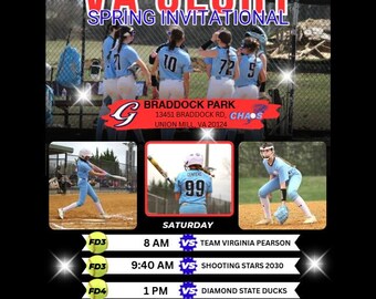 Editable Softball/ Sports Schedule Template- Set of 5