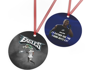 Metal Ornament, Saquon Barkley, Philadelphia Eagles, I'd Rather See the Young Boys Eat, Philly Football, Christmas Décor, Holiday