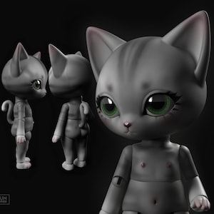 BJD Puppe STL 3D Modell zum Drucken Cat Furry Anthro Ball Jointed Art Doll 18cm von SAMUM