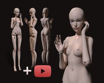 Bambola BJD STL - File modello bambola snodata stampabile in 3D 40 cm 1/4 + tutorial - SamumCreatures