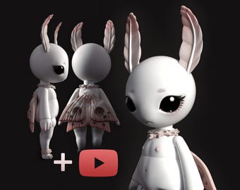 Bambola BJD Moth STL - Modello di bambola con giunti sferici stampabile in 3D da 23 cm + tutorial - Moth Insect Alien Furry Anthro Mothman - SamumCreatures