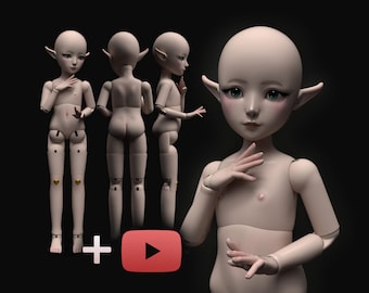 Bambola BJD Elf STL - Modello di bambola con giunti sferici stampabile in 3D da 20 cm + tutorial - Elf Cupid - SamumCreatures