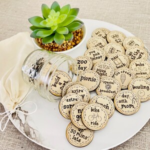 Wooden Reward Tokens | 30 Activity Money Tokens | Kids Family Activities | Reward Systems | Easter Egg Hunt | Customizable | Chores Fun Gift