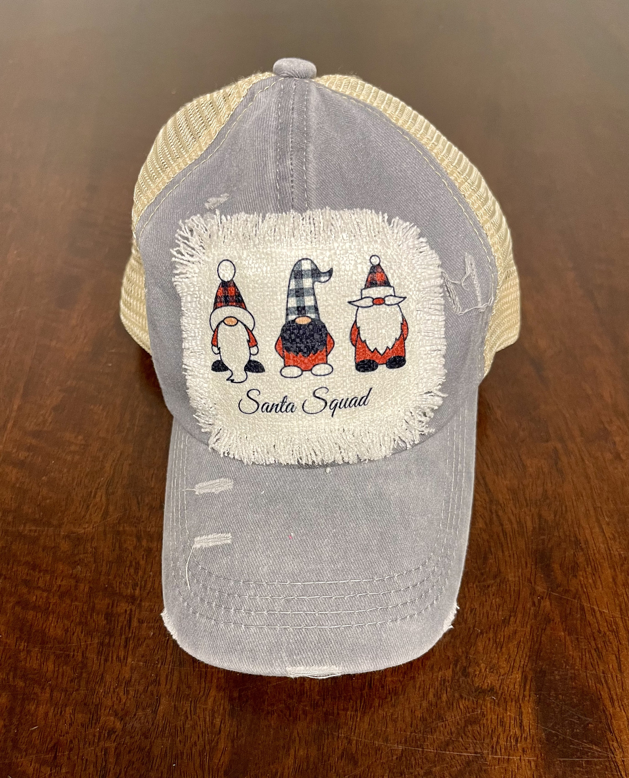 Distressed Holiday Baseball Cap Ponytail Cap Christmas Baseball Cap