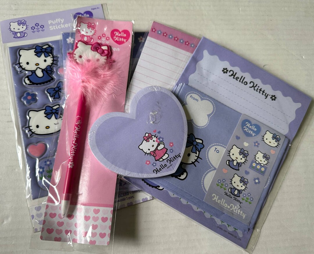 Hello Kitty Stationery Purple Set of 6 Pieces Notepads Pen Etsy