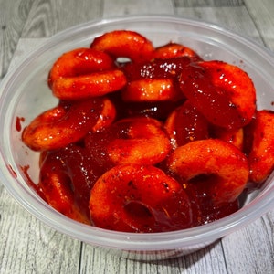 Dulces Enchilados - Chamoy Candy Gummy Peach Rings - Exotic Spicy Candy - Mexico Candy