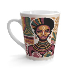 Colorful African Art Latte Mug | African Pattern Ceramic Coffee Cup