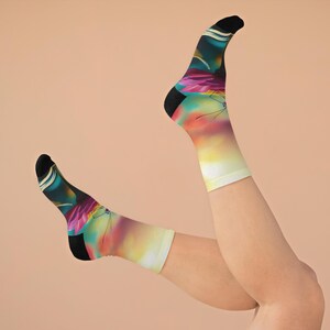 Colorful Butterfly Recycled Poly Socks, Eco-Friendly Socks, Nature Lover Gift, Unique Footwear, Summer Accessories, Sustainable Fashion