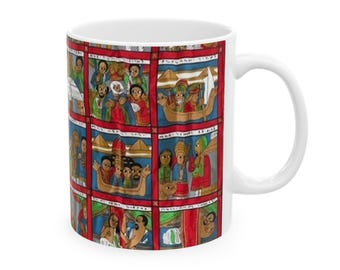 Taza de cerámica de arte etíope, taza de café con diseño tradicional africano