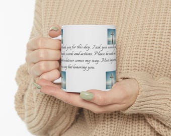 Faith-Inspired Ceramic Mug, Inspirational Gift for Christian, 11oz 15oz, Daily Motivation, Prayer Mug, Religious Home Decor