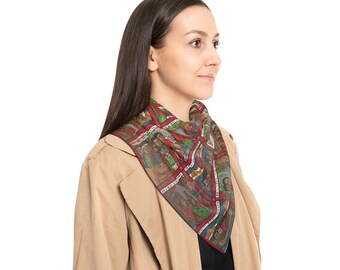 Bufanda de poliéster con estampado africano de colores vibrantes
