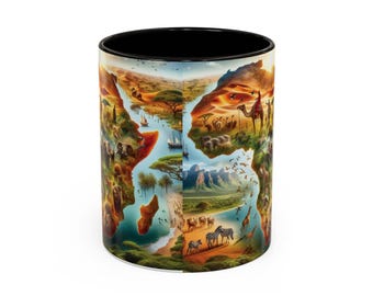 Taza de safari africano: taza de café con temática de vida silvestre, decoración colorida para la cocina