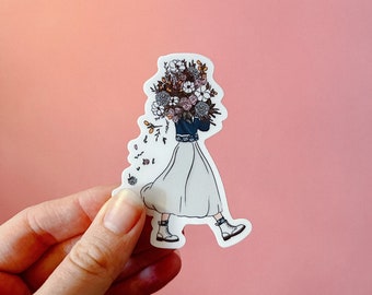 Winter Flower Girl Vinyl Sticker | Cute Gift