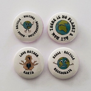 1.25" Recycle/Mother Earth Pinback Button Set
