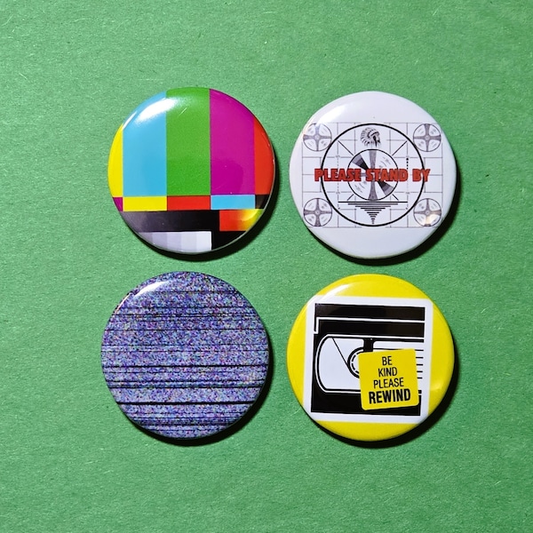 1.25" TV Test Pattern/Static Pinback Button Set