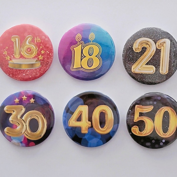 2.25" Milestone Birthday/Anniversary Buttons