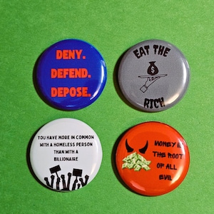 Corporate Greed Pinback Button Pack 1.25"