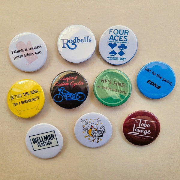 Set of Roseanne Themed 1.25" Pinback Buttons