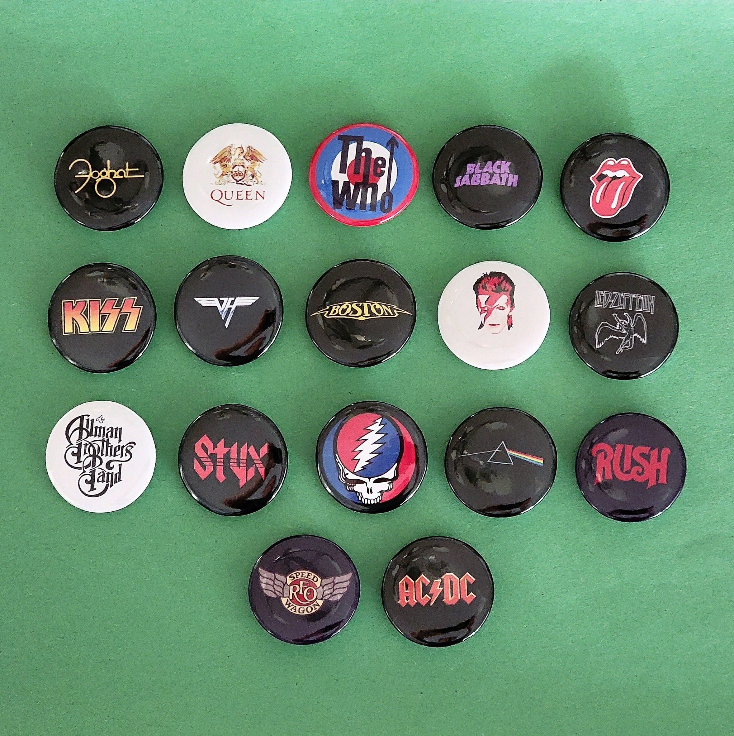 70s, 80's, 90's Rock Band Pins, Custom Badges, Alternative, Punk, Classic  Rock, Music Pinbacks, Band Buttons, Vintage, Metal Backings 