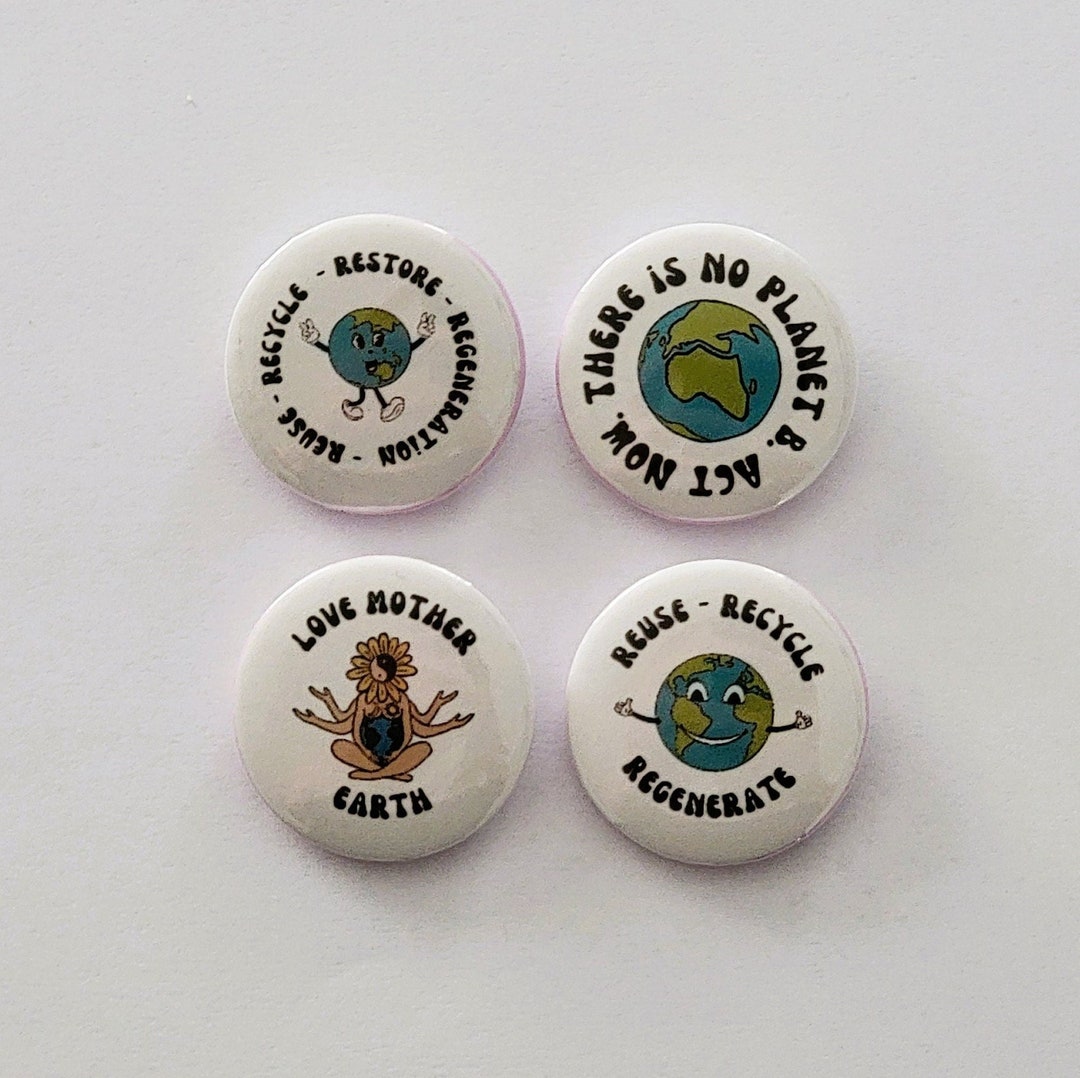 1.25" Recycle/mother Earth Pinback Button Set - Etsy