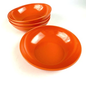 Vintage Mid Century Modern Laguna Orange Melamine Cereal Bowls Set of 4