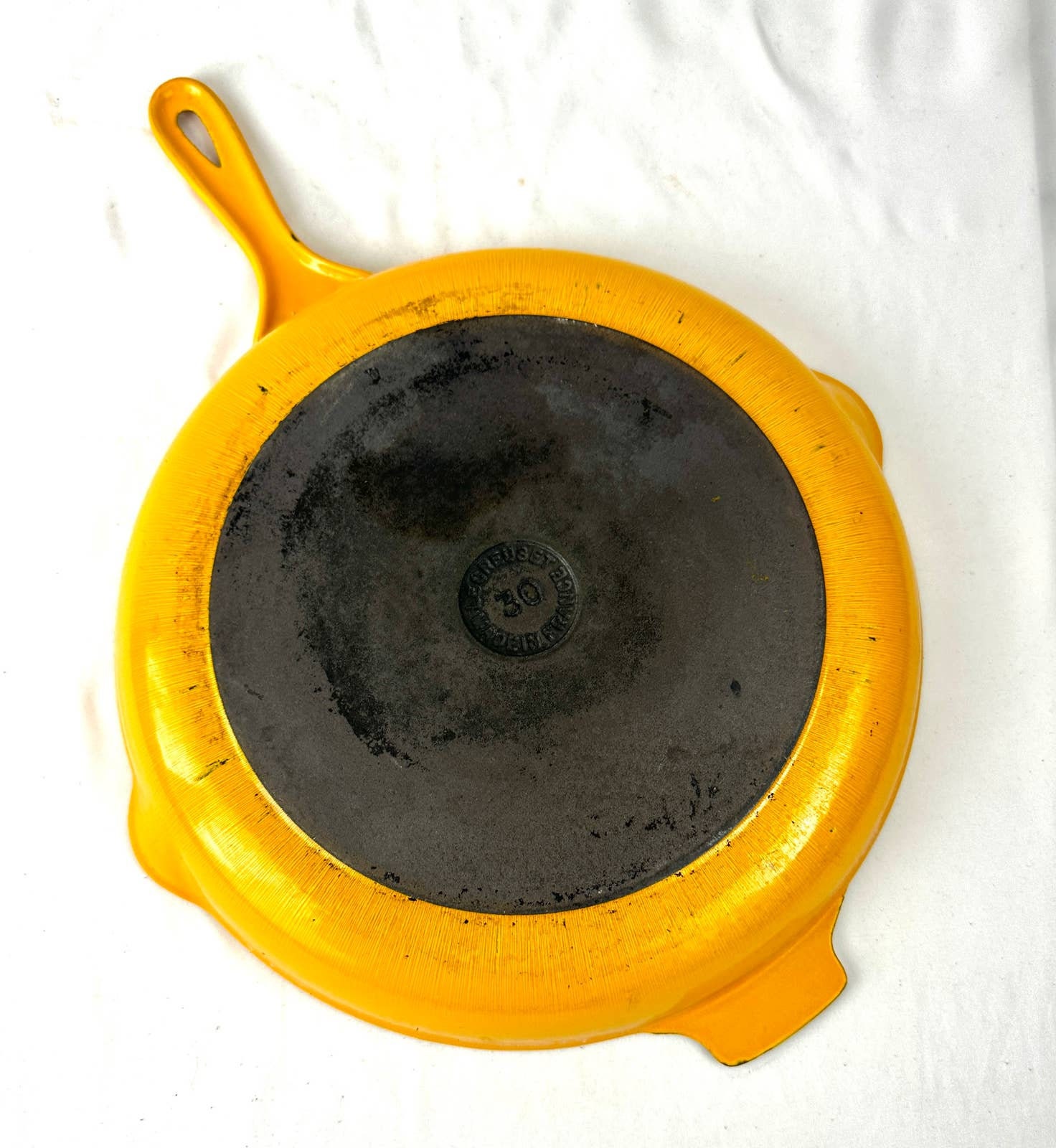 Le Creuset #26 France Yellow Enameled Cast Iron Square Grill Pan Skillet 10