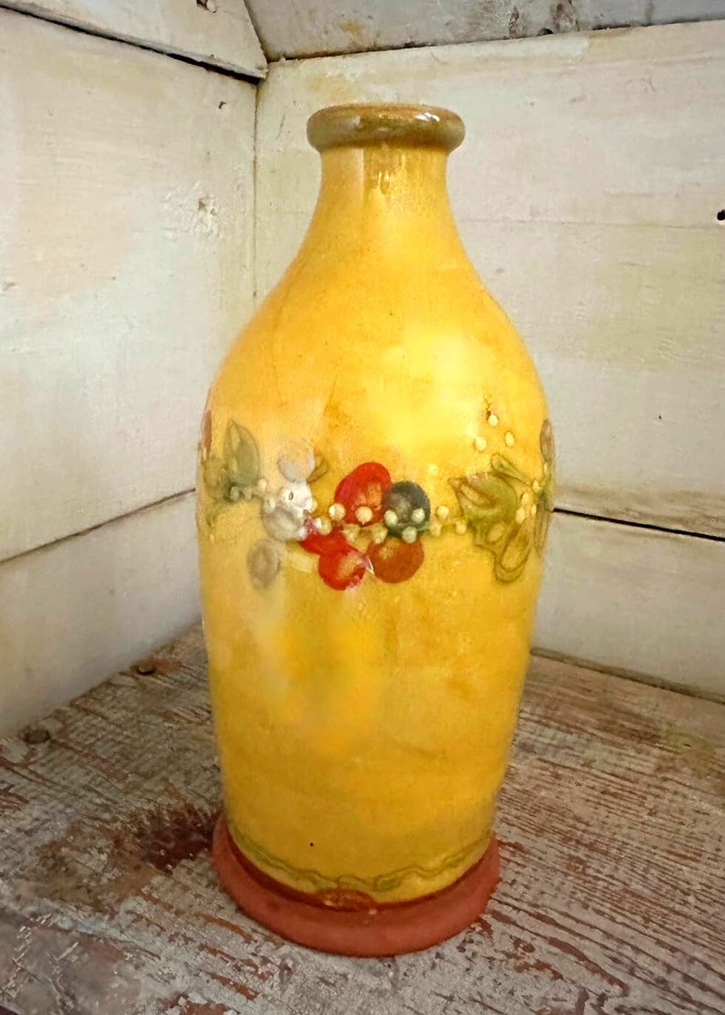 Vintage French Glazed Pottery Bud Vase T Comme Terre De Etsy