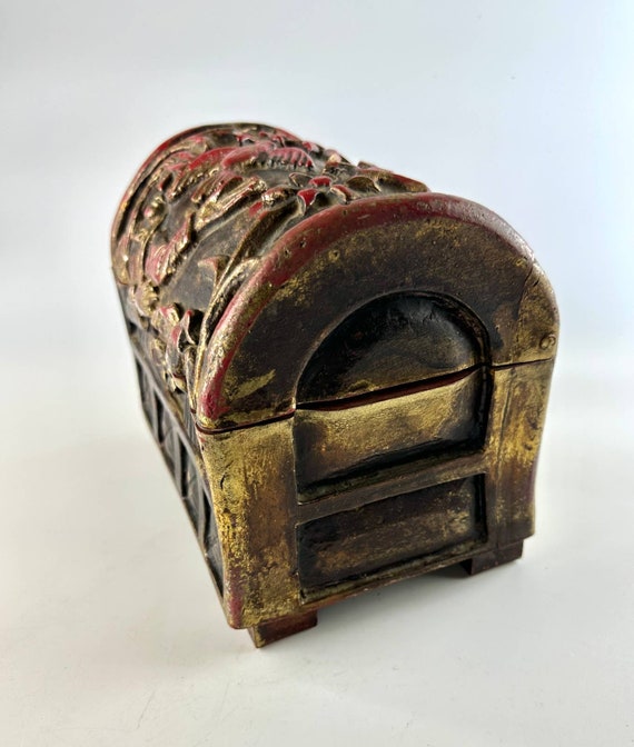 Vintage Wooden Treasure Chest Dresser Box For Special… Gem