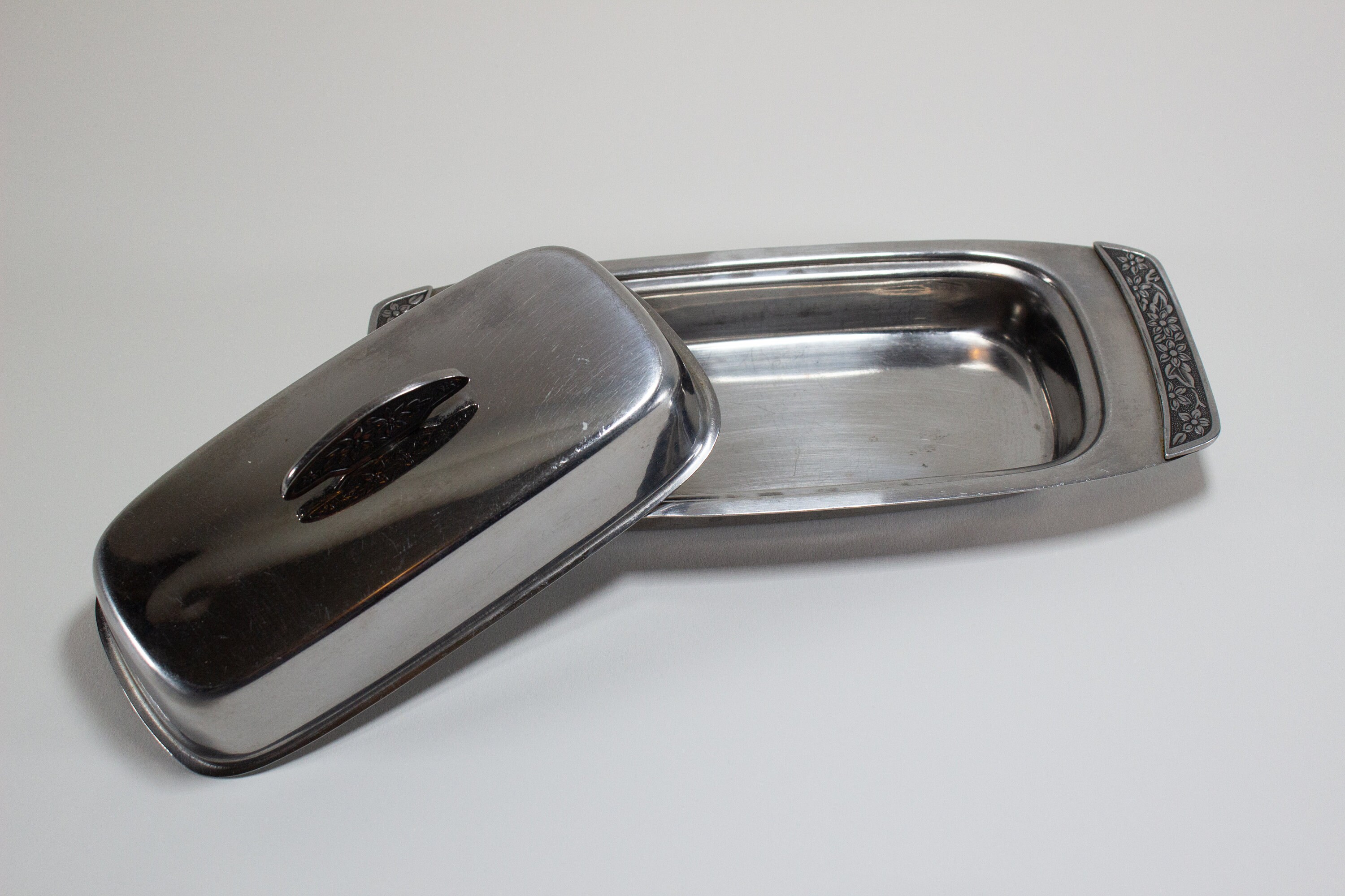 Vintage Stainless Steel Butter Dish Made in Japan MCM Retro