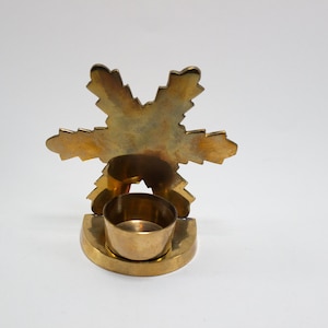 Solid Brass Snowflake Tealight Candle Holder Vintage