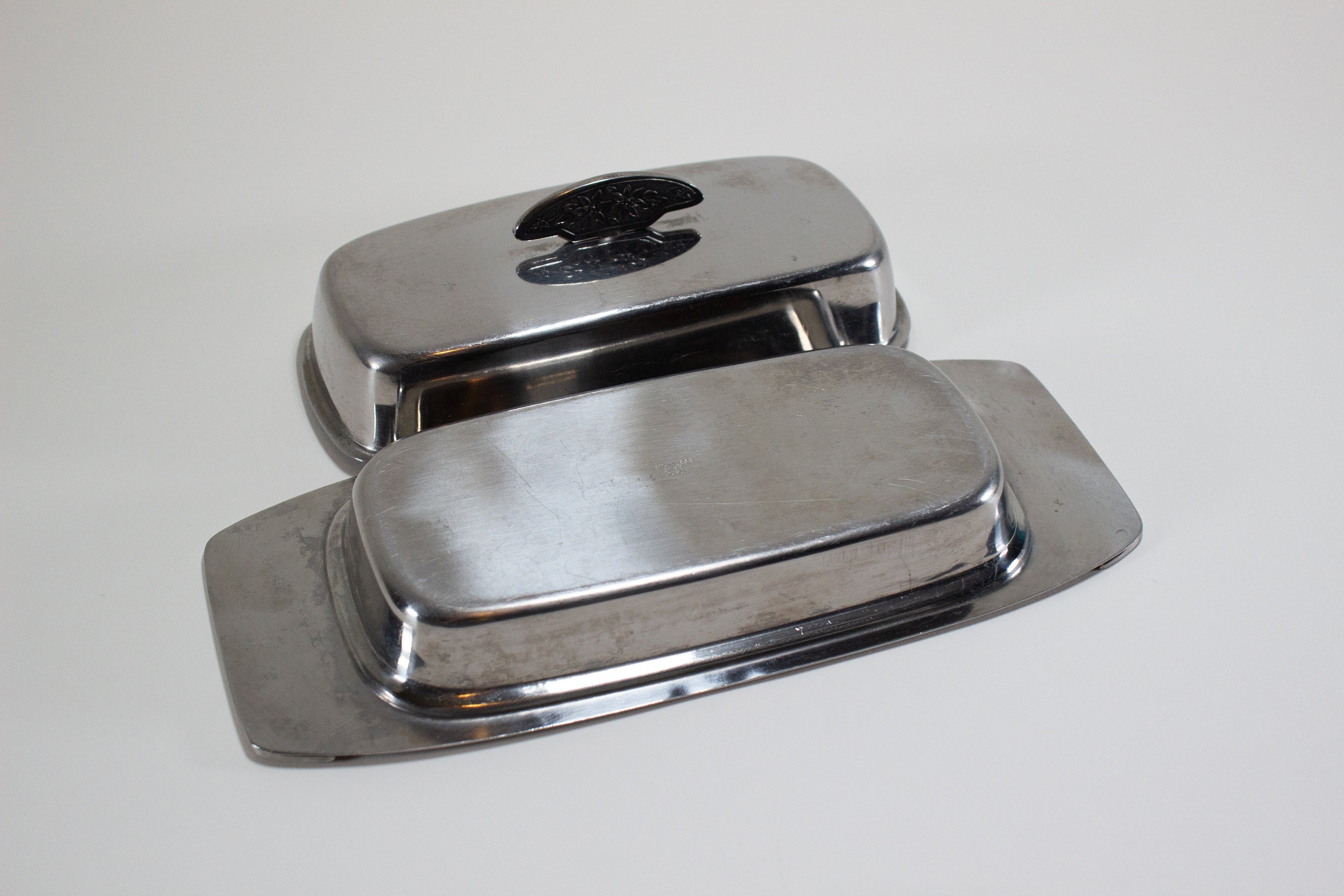 Butter様 Vintage Stainless Steel Butter Dish Made in Japan MCM Retro