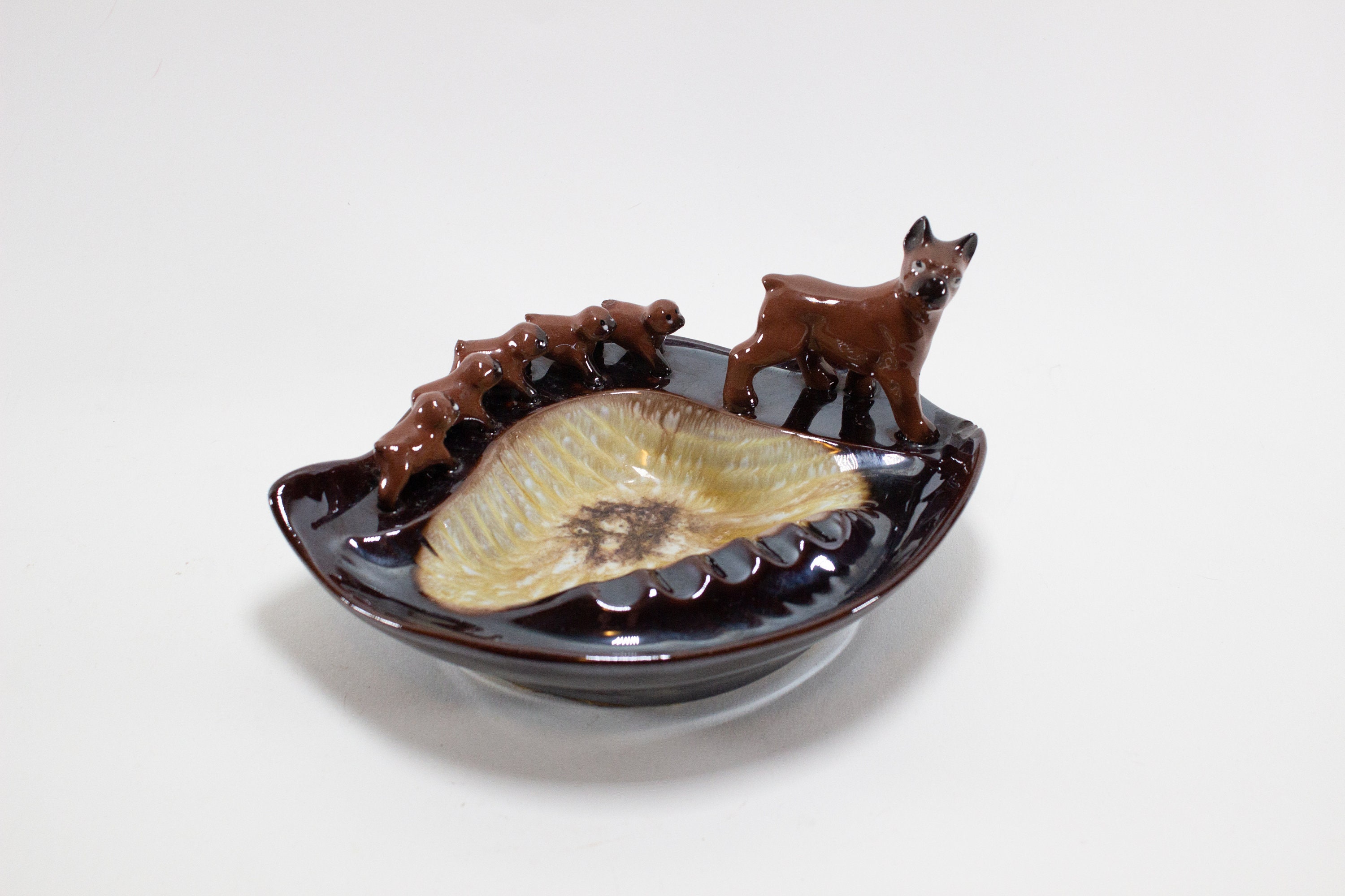 アンティーク雑貨 Vintage Chalkware Bulldog ASHTRAY 1930s 1940-50-MCM-Large-Chalk-ware-