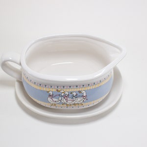 Vintage Ribbon Goose Geese Gravy Boat and Plate image 3