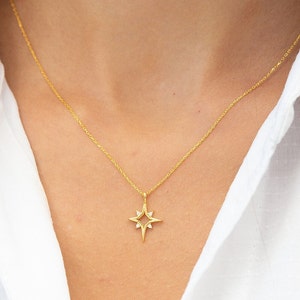 North Star Necklace North Star Pendant Celestial Jewelry 14K Gold Plated 925 Silver Star Necklace Gift for Her image 2