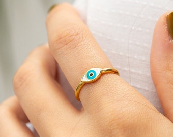 Evil Eye Ring • Protection Ring • 14K Gold Plated • 925 Silver • Protection Jewelry • Mystic Serenity Ring • Gift for Her