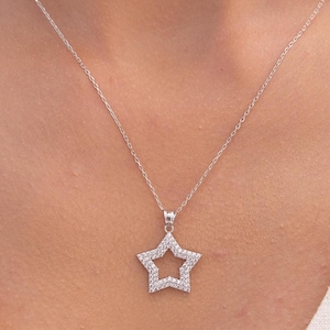 Collier étoile en or : pendentif céleste en argent sterling avec zircon