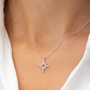 North Star Necklace North Star Pendant Celestial Jewelry 14K Gold Plated 925 Silver Star Necklace Gift for Her image 1