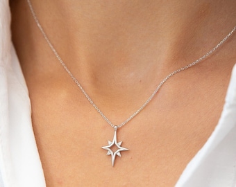 Collar de Estrella del Norte • Colgante de Estrella del Norte • Joyería celestial • Chapado en oro de 14 quilates • Plata 925 • Collar de estrella • Regalo para ella