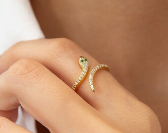 Snake Ring • Serpent Ring • Gold Plated Ring • Animal Jewelry  • 14K Gold Plated • 925 Silver • Serpent Jewelry • Gift for Her