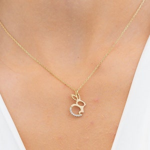 Sterling Silver Rabbit Pendant: Gold Bunny Necklace, Easter Gift