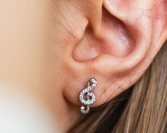 G-sleutel oorbellen • Muzieknoot oorbellen • Muzieknoot sieraden • 925 zilver • Muzikant oorbellen • Handgemaakte geschenken • Cadeau voor haar