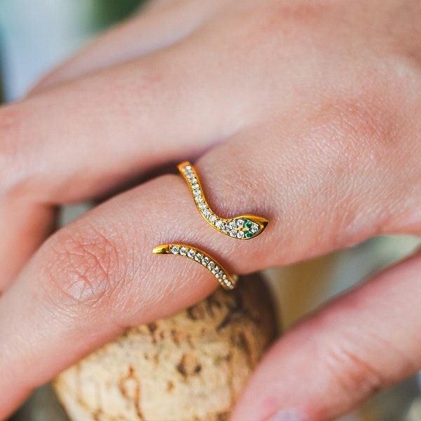 Snake Ring • Serpent Ring • Gold Plated Ring • Animal Jewelry  • 14K Gold Plated • 925 Silver • Serpent Jewelry • Gift for Her
