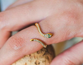 Snake Ring • Serpent Ring • Gold Plated Ring • Animal Jewelry  • 14K Gold Plated • 925 Silver • Serpent Jewelry • Gift for Her