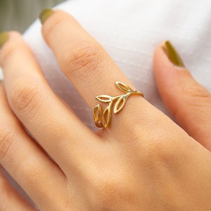 Olive Branch Ring 14K Gold Plated Nature Jewelry Minimalist Rings Daily Ring Nature's Jewelry Branch Ring Gift for Her image 9