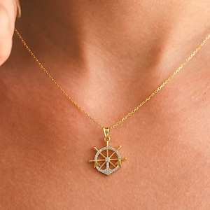 Sterling Silver Anchor Necklace: Nautical Zircon Pendant