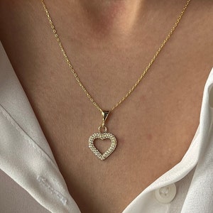 Heart Necklace Heart Pendant Love Pendant 14K Gold Plated 925 Silver Minimalist Jewelry Love Jewelry Gift for Her Gold