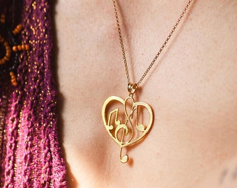 Sterling Silver Music Note Necklace: Handmade Treble Clef Pendant