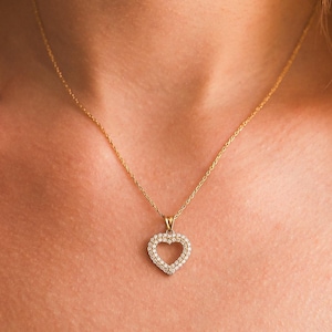 14K Gold Plated Heart Necklace: 925 Sterling Silver Minimalist Pendant