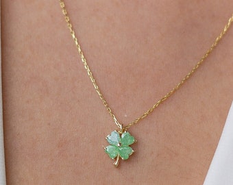 Clover Necklace • 14K Gold Plated • Clover Jewelry • Floral Necklace • Flower Pendant • Luck Necklace • Luck Pendant • Gift for Her